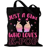 RNYJJ K-Pop Gift Tote Bag for Kpop Music Lover Korean Drama Canvas Tote Bag Gift for K-Pop Lover, Double-Sided Print Bags