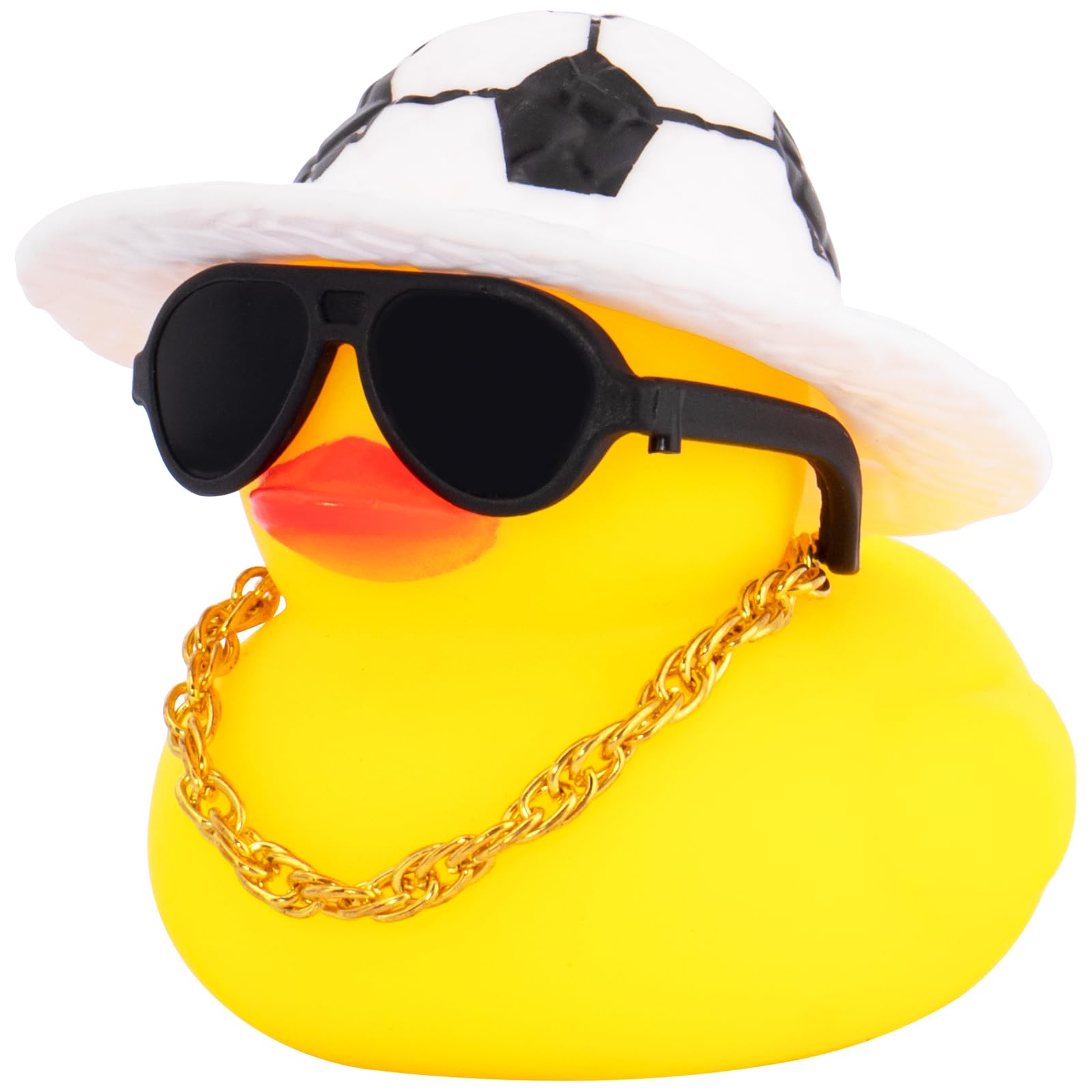 Photo 1 of Wonuu Rubber Duck Car Ornaments - Duck Car Dashboard Decorations with Soccer Court Hat Necklace and Sunglasses