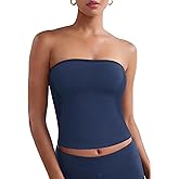 YEOREO Womens Workout Strapless Tube Top Zannie Going Out Seamless Padded Tank Tops Gym Yoga Light Support