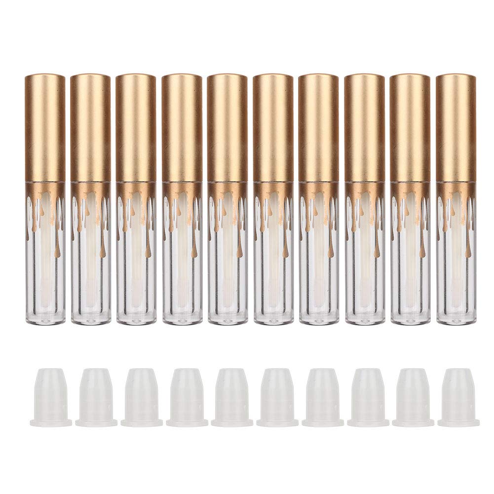 10pcs 2.5ML Top Grade Matte Gold Empty Lip Gloss Tube, Lip Gloss Refillable Bottles,Plastic Liquid Lipstick Container