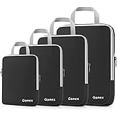 Gonex Compression Packing Cubes, 4pcs Expandable Storage Travel Luggage Bags Organizers(Black)