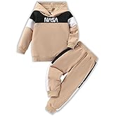 2-6T Toddler Baby Boy Clothes Long Sleeve Hooded Pullover Colorblock Sweatshirt + Pants 2pcs Fall Winter Outfit Set