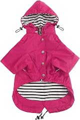 Morezi Pink Dog Raincoat with Hood Reflective Buttons Medium view 1