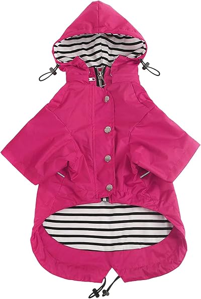 Morezi Pink Dog Raincoat with Hood Reflective Buttons XL 36kg