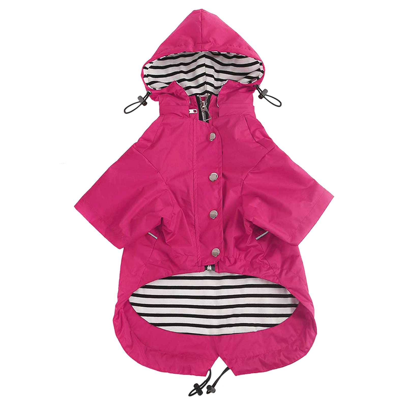 Morezi Dog Zip Up Raincoat with Reflective Buttons, Rain/Water Resistant, Adjustable Drawstring, Removable Hood, Raincoats with Legs 4kg to 36kg Available - Pink - S — image 1