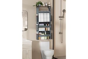 Doormoon Bathroom Shelves Over Toilet, 4-Tier Bathroom Organizers and Storage Over The Toilet Storage Cabinet, Toilet Paper Storage Floating Shelf for Wall Storage Hanging Space Saver