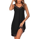 Ekouaer Women's Nightgown V-neck Chemise Sleepwear Lace Nightwear Soft Lingerie for Women