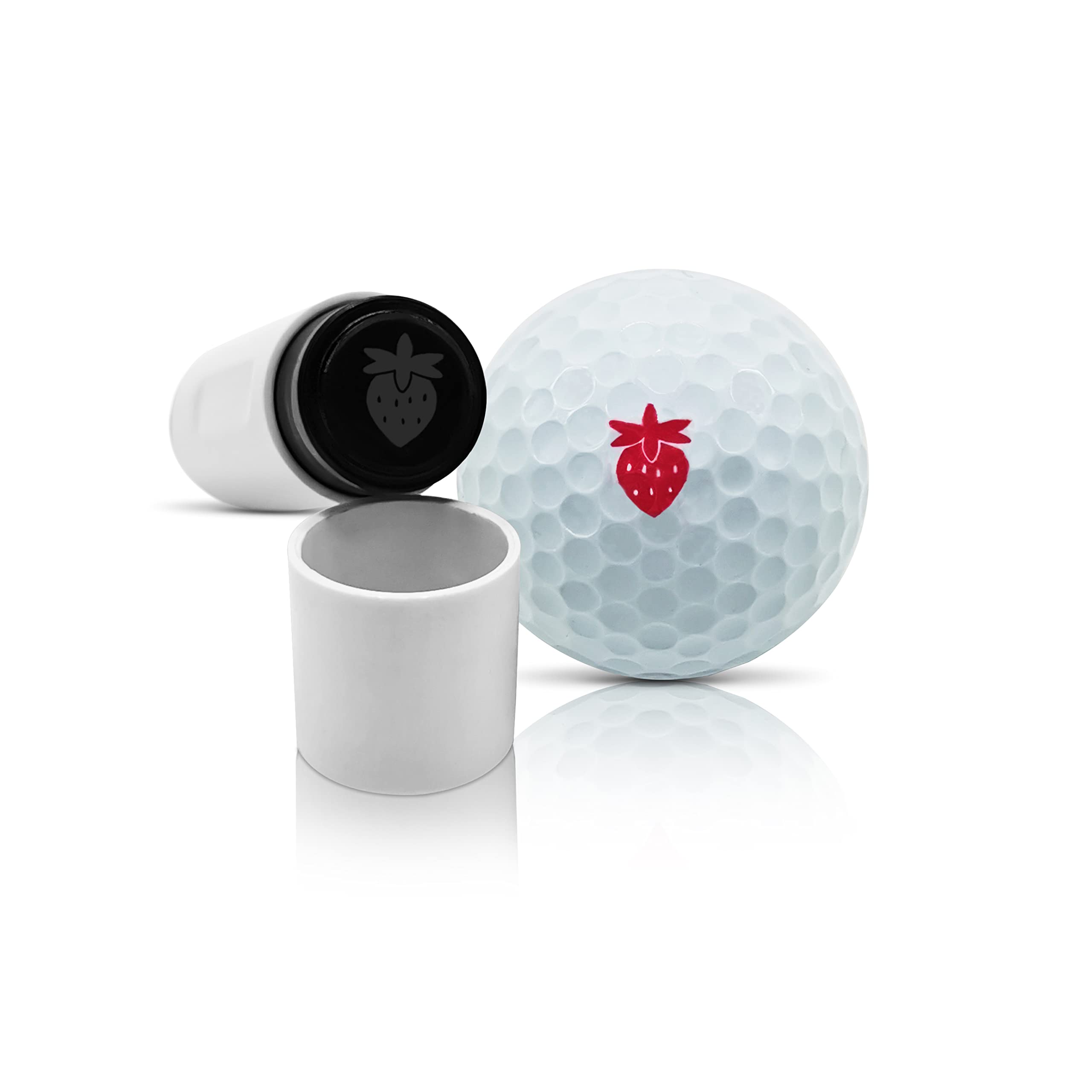 SWVL Sports Golf Ball Stamp Marker Multiple Designs Faces, Emojis Icons & More (Strawberry)