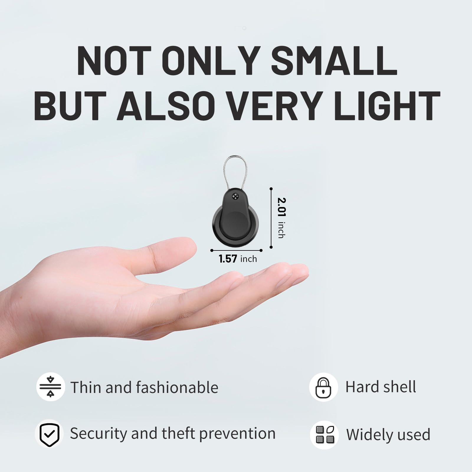 Waterproof AirTag Holder - 4 Pack Lock Case with Keychain for Apple AirTags, Air Tag Keyring with Wire Cable, Durable & Lightweight AirTag Cover for Keys, Kids, Luggage, Backpacks, Pet Collar, Black