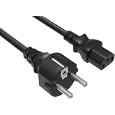 Cable Leader 6ft 18AWG European Schuko Power Cord CEE 7/7 to IEC320 C13, 10A/250V, European Travel Plug, Power Cord for Type F