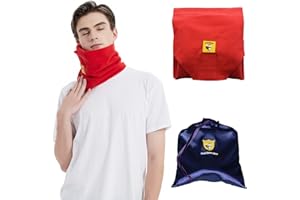 FOXSEON Travel Pillow, Turtleneck Support Neck Pillow,Airplanes Car or Office nap Pillow, Easy to Clean and Carry, with Luxury Storage Bag(red)