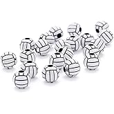 50Pcs Silicone Beads Acrylic Volleyball Bead, Big Hole Volleyball Beads Round Loose Beads Spacer Beads for DIY Necklace Bracelet Pendant Making Heart Beads, Crafts and Sewing (15mm)