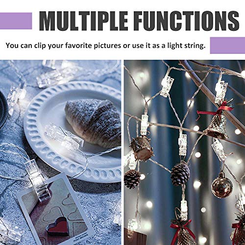 Trcviove UTT 20 Photo Clip Lights String Twinkle Lights 8 Modes Waterproof Fairy String Lights for Bedroom Wall Hanging Pictures Teen Girls Dorm Room Decor Picture Hanger
