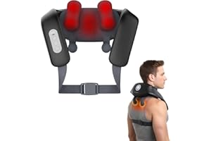 ibreo Shiatsu Neck and Back Massager with Heat, 10 Mins x 15 Cordless Uses, Adjustable Massage Head Distance, 4 Massage Modes
