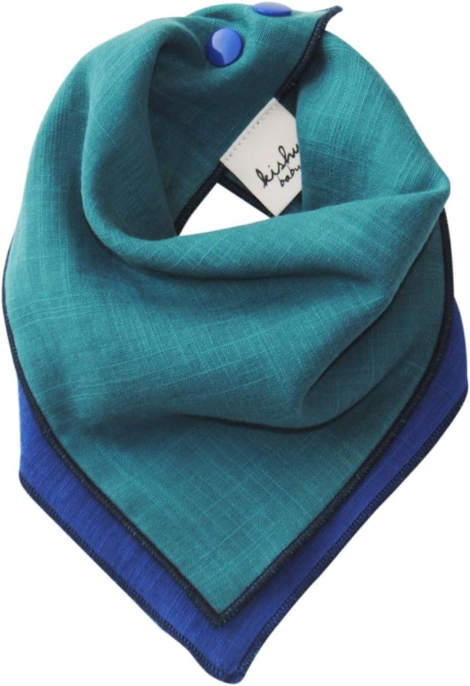 Kishu Baby Bandana Bib for Boys, Solid Reversible, One Size Multicolor (Teal/Royal)