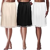 Zhanmai 3 Pieces Half Slips, Womens Slip for Under Dresses Extenders Skirt Half Slip Satin Anti Static Lace Long Underskirt