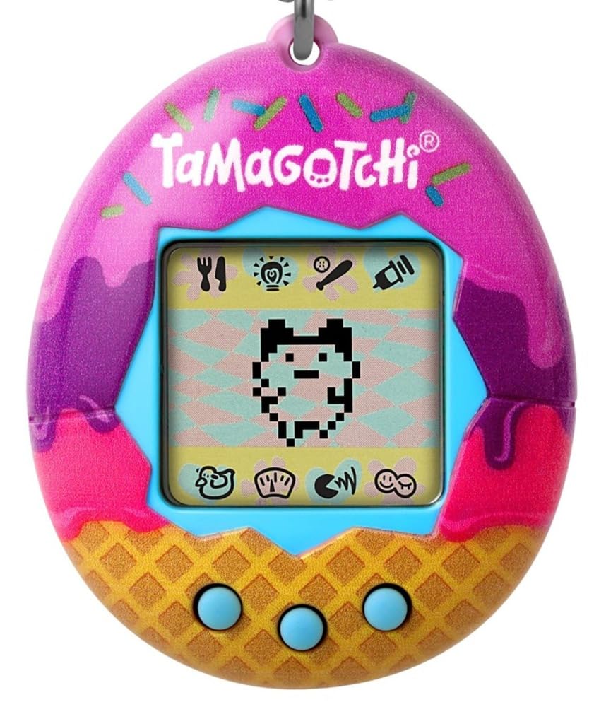 Bandai Tamagotchi Original Ice Cream Shell | Tamagotchi Original Cyber Pet 90s Adults and Kids Toy with Chain | Retro Virtual Pets are Great Boys and Girls Toys or Gifts for Ages 8+