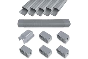 MOOITEK 4" 10Ft Mini Split PVC Line Set Cover Kit Decorative PVC Line Set Cover Kit for Central AC & Heat Pumps Systems Tubing Cover(10Ft,Grey)