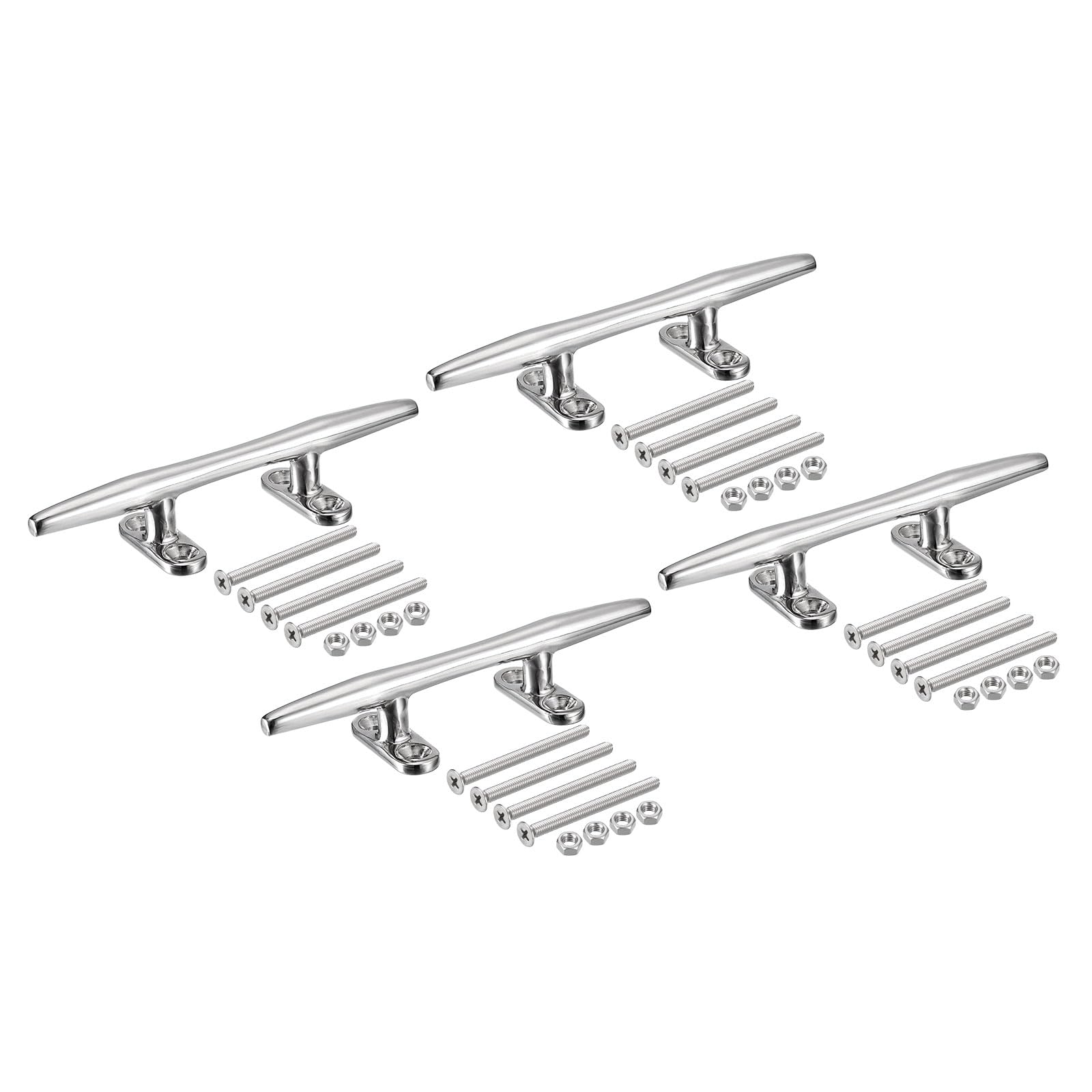 Uxcell Boat Cleat Open Base 6 Inch, 4 Pcs 316 Stainless Boat Steel Dock Cleat, Mooring Accessories, Include Installation Screws