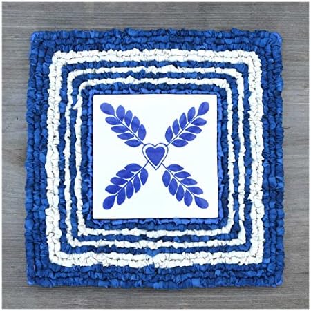 Color Crazy Heart Vine Mat Locker Hooking Kit - Blue Stripes