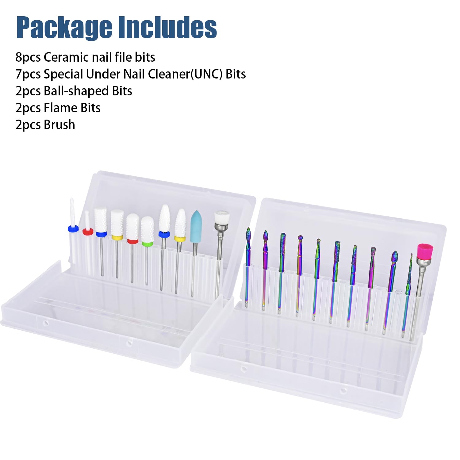 Depvko 21pcs Nail Drill Bits Sets, 3/32 Inch Cuticle Electric Nail File and Ceramic Acrylic Gel Nail Bit Kit, Acrylic Nail Art Tools, Carbide Remover Bits for Manicure Pedicure, Home Salon