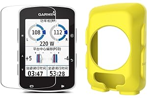 goucrro Screen Protector and Silicone Case Cover for Garmin Edge 520 Plus/Edge 520(1+1pack,Yellow)