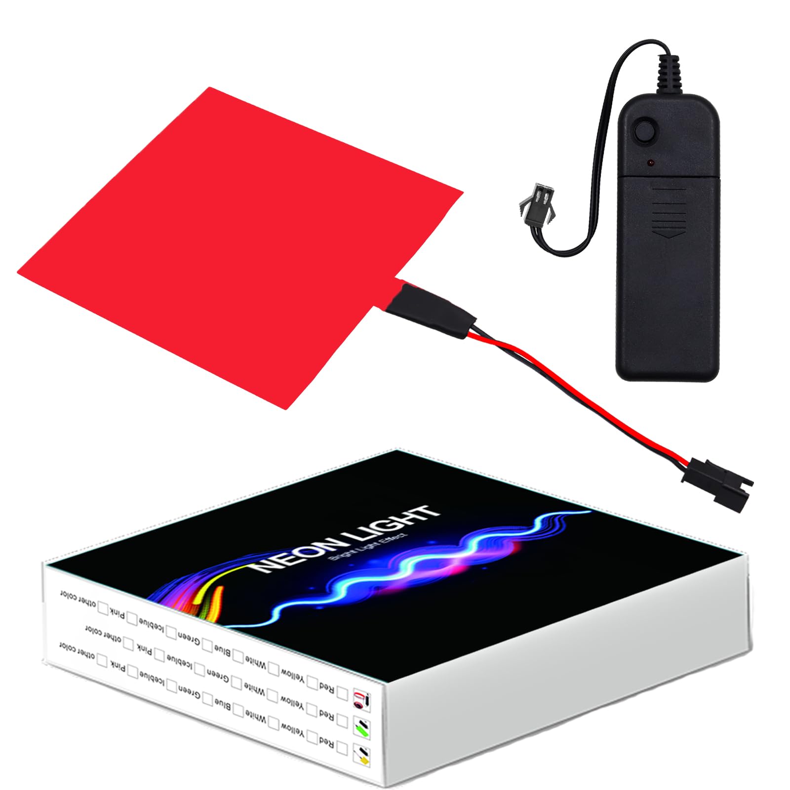 Ygmylandbb Electroluminescent Panels, EL Panels light, EL Sheets 10 cm x 10 cm (3.93" x 3.93") ON/Slow Flash/Fast Flash, Red, 1Pack