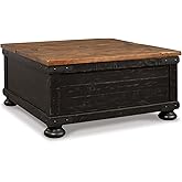 Signature Design by Ashley Valebeck Lift Top Coffee Table, Storage, Split-top Design, Wood, 36" W x 36" D x 18" H, 2-tone Dis