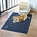 VIVAGLORY Cat Litter Mat for Catching Litter, Cats Litter Rug Catcher, Waterproof Pet Feeding Food Mats for Kitty Dog Small Animals, Non-toxic Safety for Pets, Navy Blue-Modern Pattern