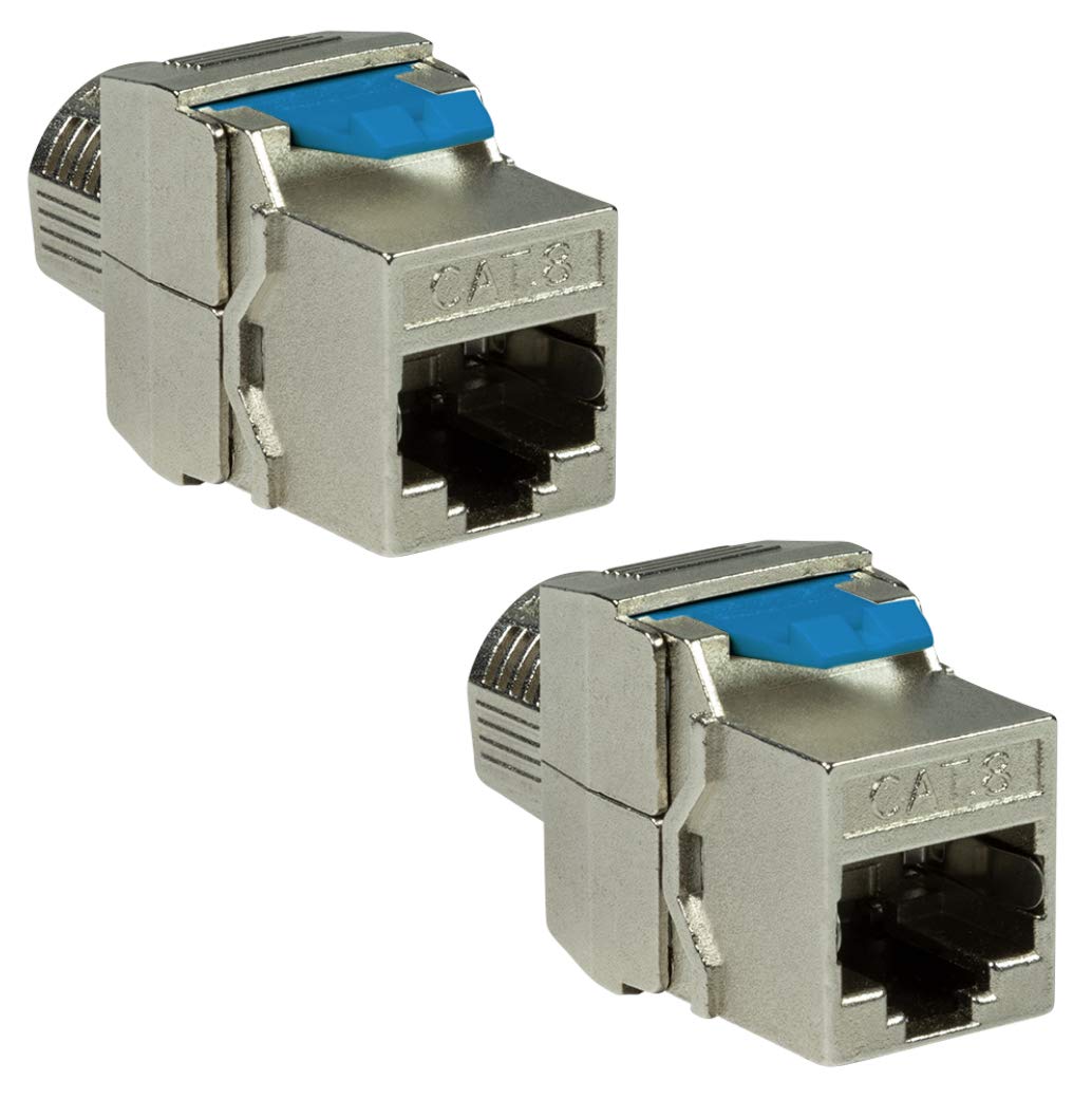 odedo 2 x Keystone CAT 8.1 Socket RJ45 STP Network Tool- Toolless 16.5 mm