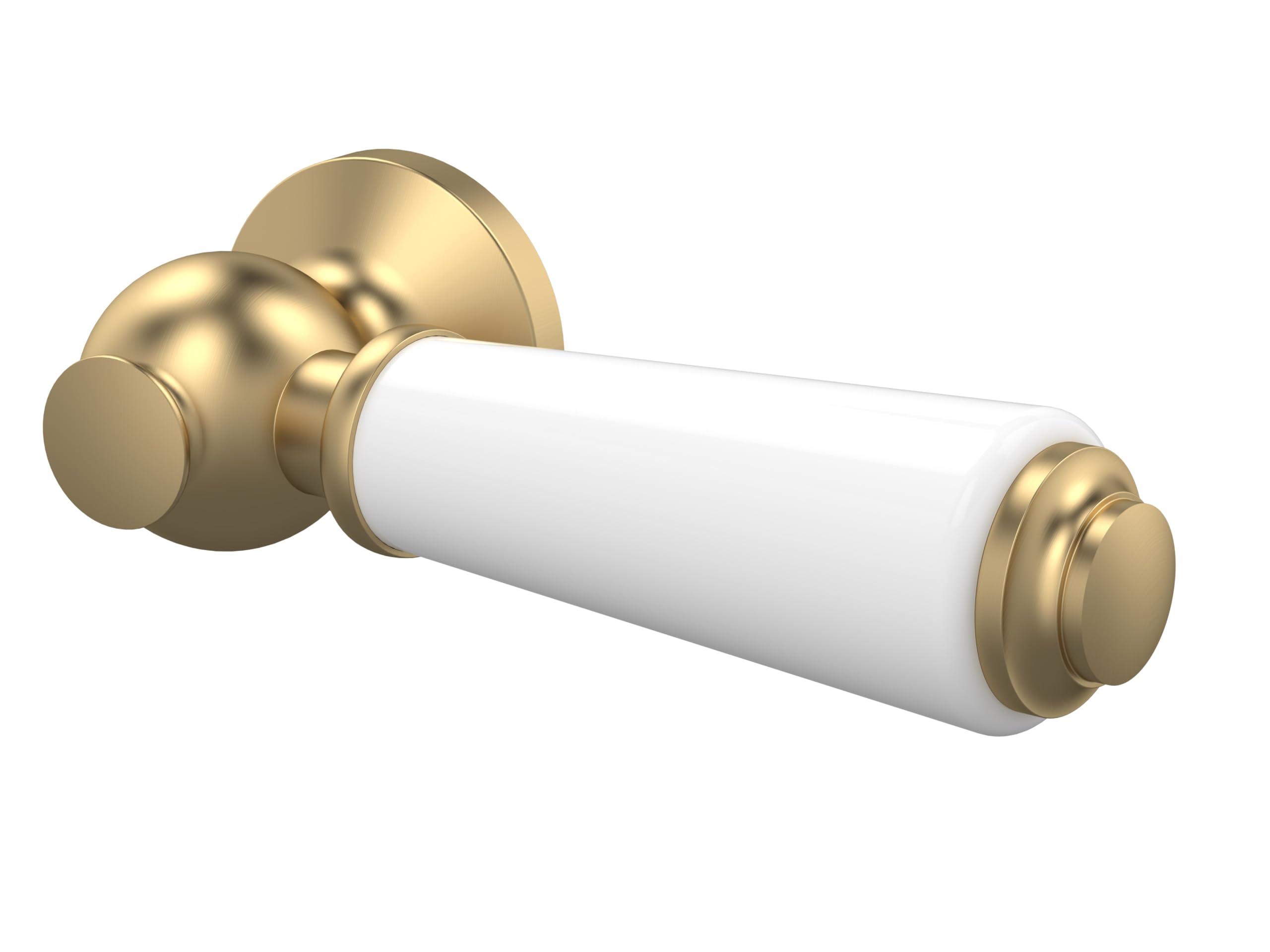 nuie E870 Accessory Traditional Bathroom Ceramic Lever WC Handle, Brushed Brass