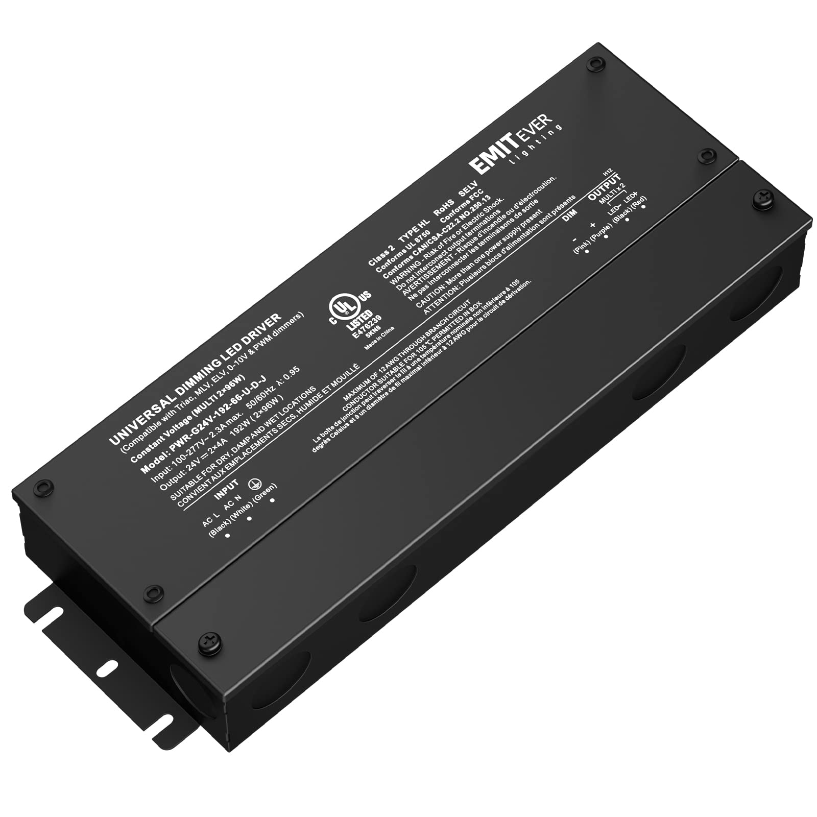 Photo 1 of EMITEVER 192W Dimmable LED Driver, 24V 5-in-1 Dimmable Power Supply,2-Channels AC to DC Transformer for LED Light, Compatible with Lutron and Leviton Dimmer, Waterproof IP67 and UL Listed, Class 2
