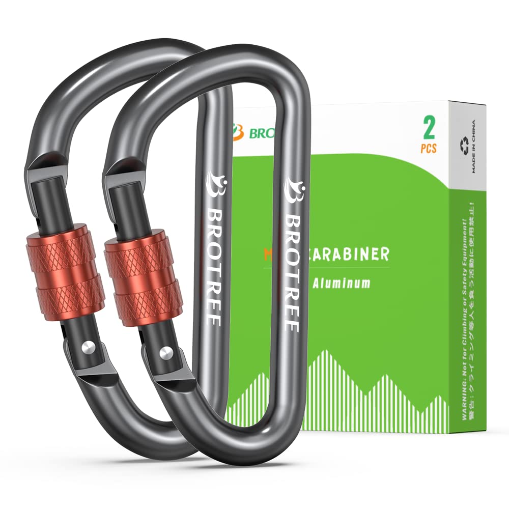 BROTREE Small Carabiner Clips Mini Locking Carabiner - 6cm Aluminum D-Ring
