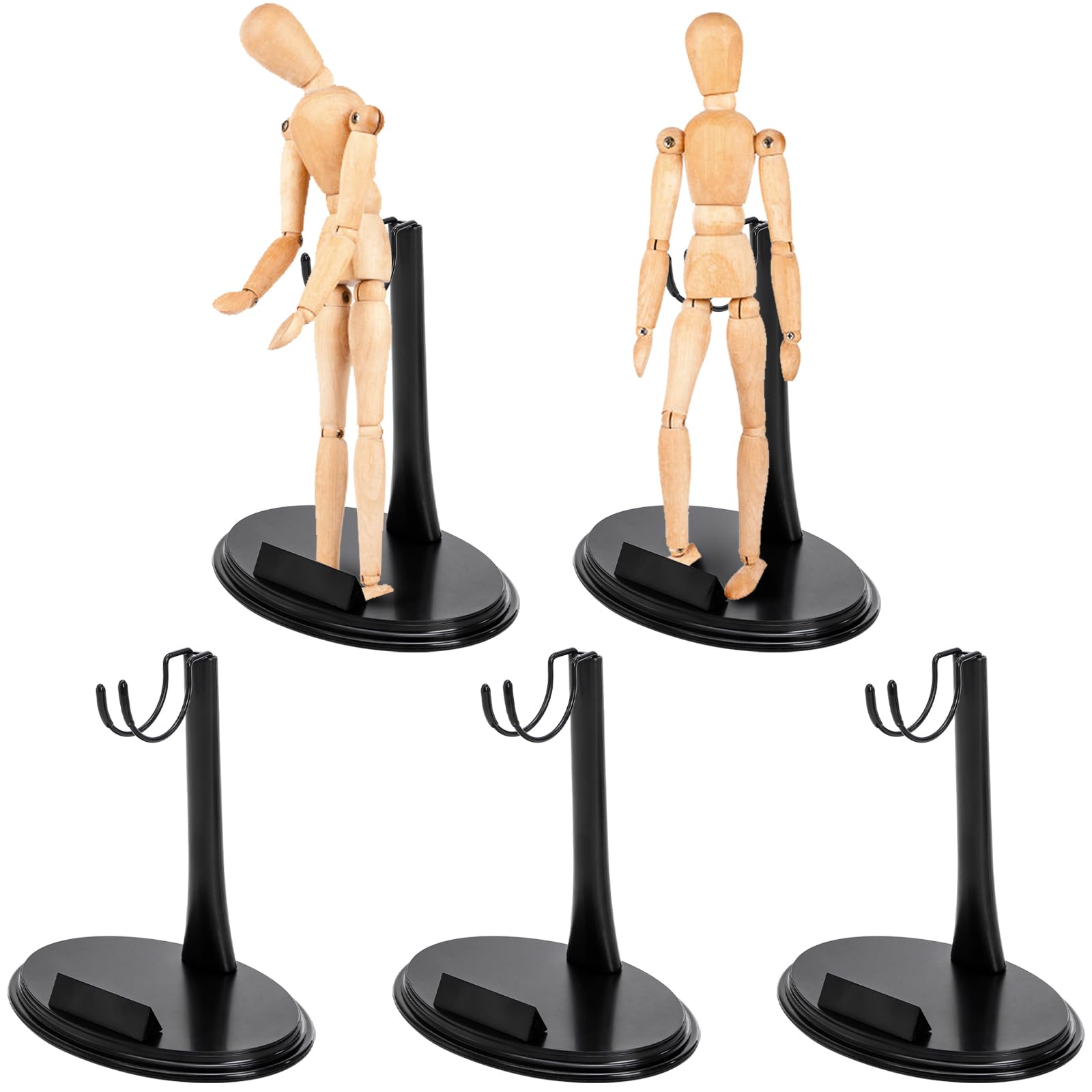 Photo 1 of Cedilis 5 Pack Action Figure Stands, Black Doll Holder Stand, 1/6 Scale Figures Display Stand for 12 Inch Figures, Adjustable Height
