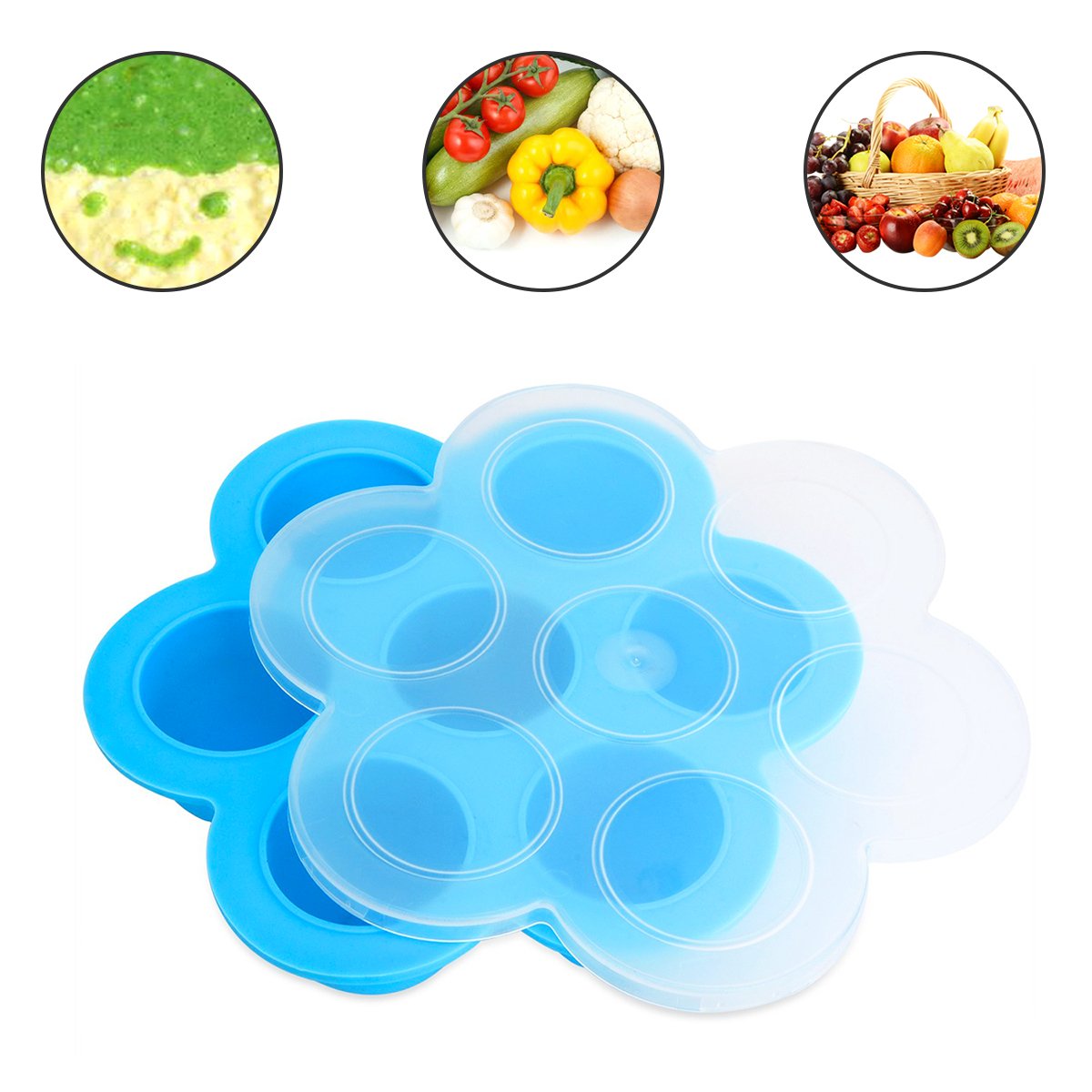JER Silicone Moules à oeuf Dispositif Ustensiles de Cuisine pour pot instantané 5,6,8 qt Contenants de stockage de moules réutilisables Aliments pour bébés faits maison - Légumes, purées de fruits