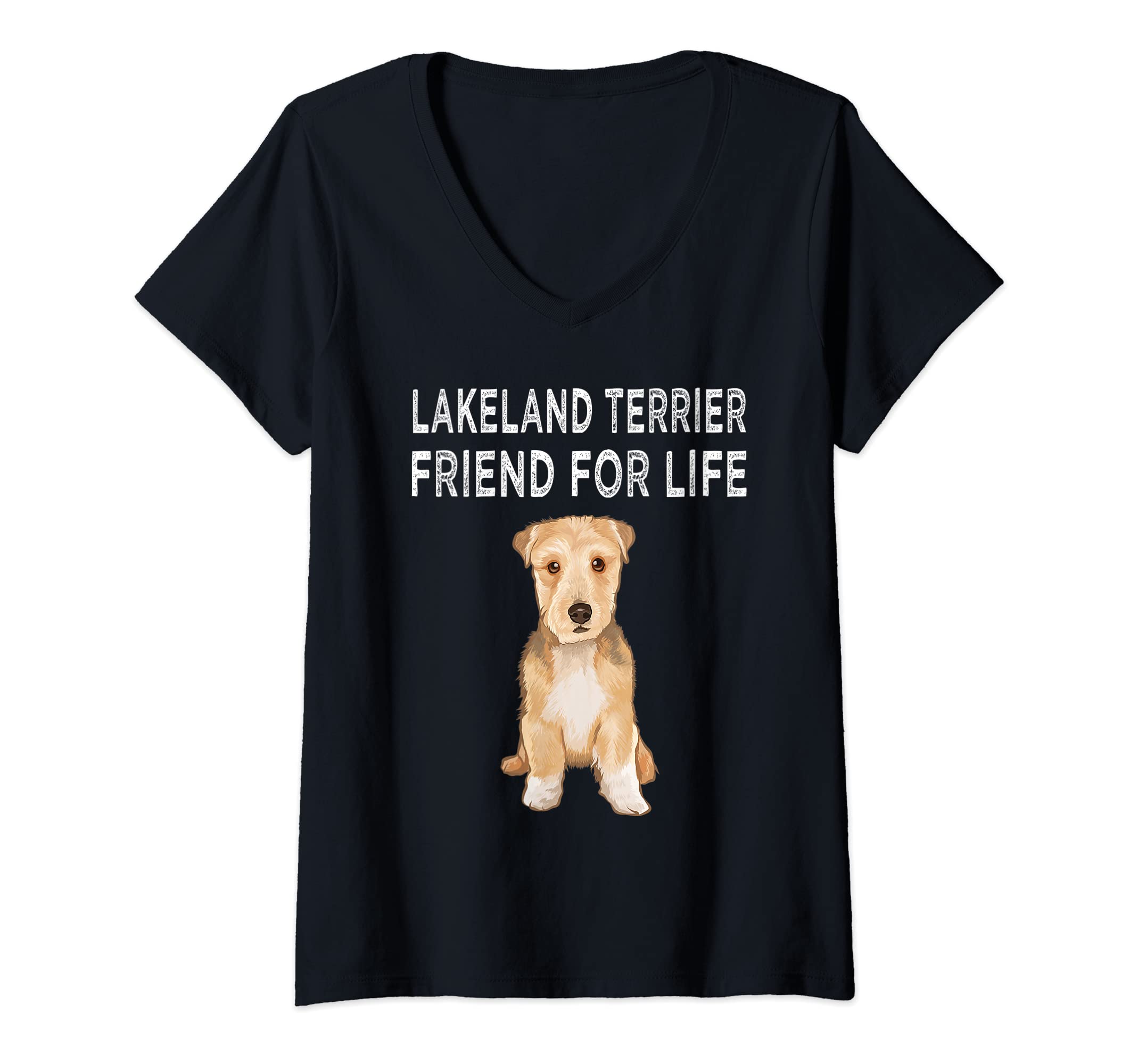 Womens Lakeland Terrier Friend For Life Dog Friendship V-Neck T-Shirt