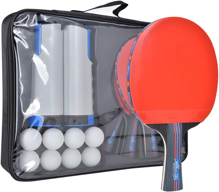 Table Tennis Training Set Net Rack Rackets Ping Pong Balls Indoor