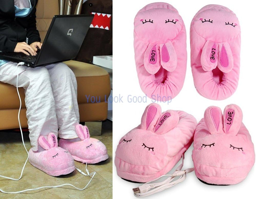 Warm USB Bunny Shaped Slippers (Pink)