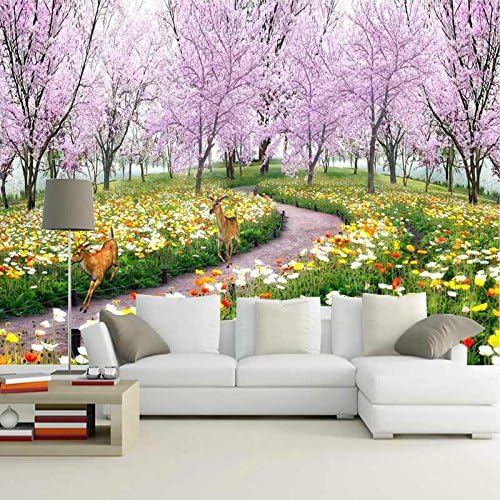 Ohcde Dheark Large Mural 3D Garden Wallpaper The Living Room Sofa Tv Background Mural Bedroom Wallpaper Qiangbu Sakura Scenery,300Cmx210Cm(118.1 By 82.7 In)