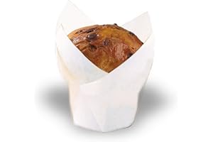 PacknWood Tulip White Silicone-Coated Paper Baking Cup, 4-Ounce Capacity, 1.9-Inch Diameter x 3.7-Inch High, Case of 1000