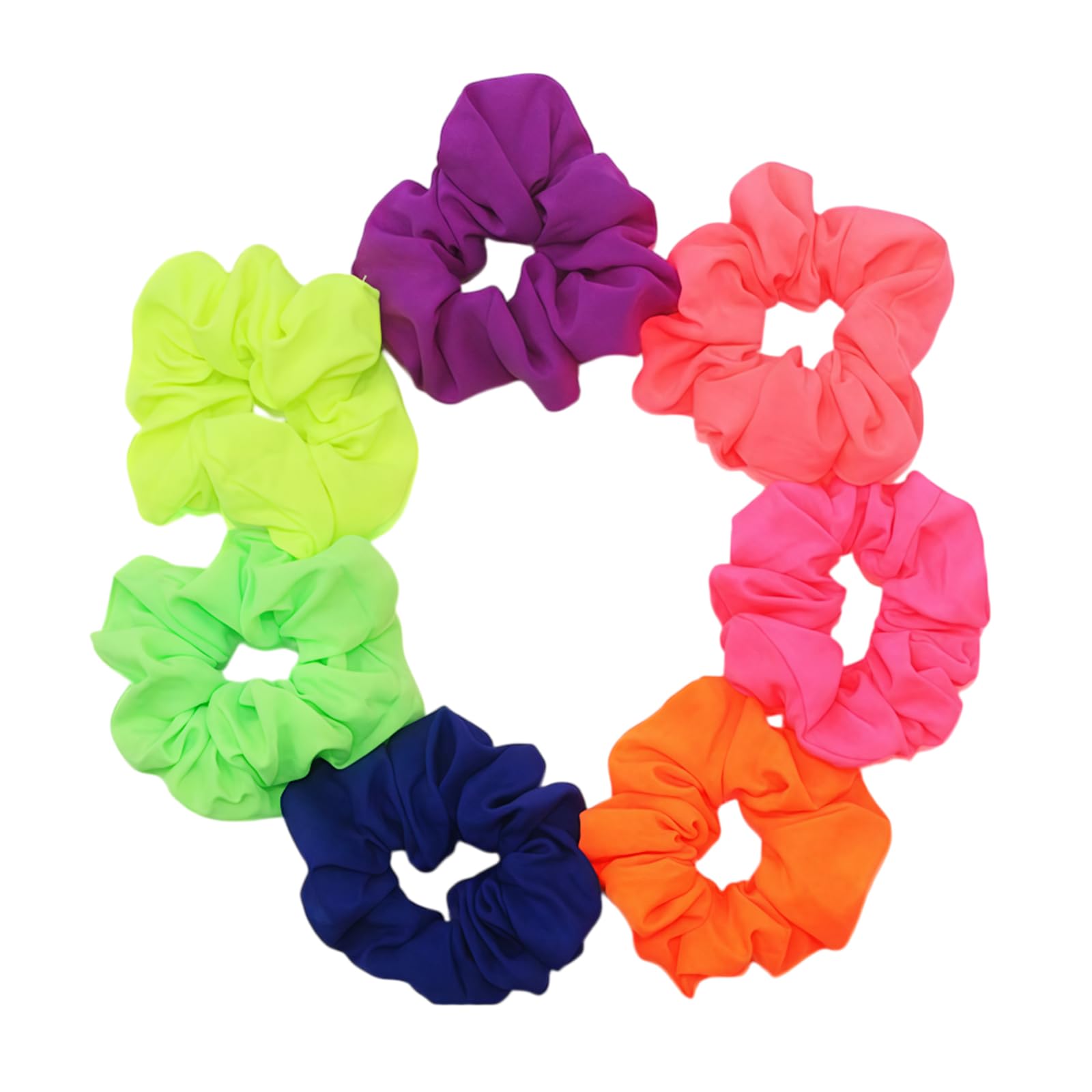 7PCS 10 cm/3.9 inch Neon Scrunchies Bright Elastics Soft Bobbles Hair Bands Ponytail Holder Hair Ties Accessories for Women (Random Color)