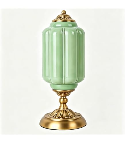 Milk Glass Touch Lamp – Vintage Jadeite Bedside Nightstand Light With 3-Way Dimmer, USB-C & USB-A Charging Ports, 4W LED Bulb Included (Green, 6.5 Inch)