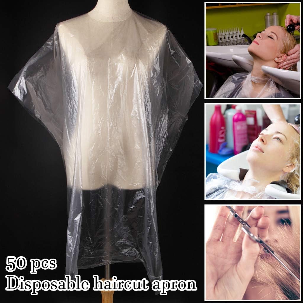 YJYdada 50PCS Hairdressing Cloth Disposable Waterproof Hair Salon Capes Washing Pads Shampoo Cape Barber Tools (Clear)