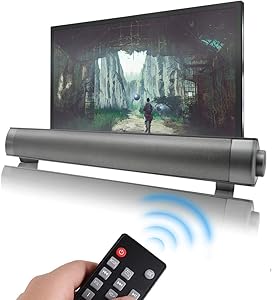 Home Theater Audio Sound Bar, Outdoor/Indoor Wired & Wireless Bluetooth Stereo Speaker with Remote Control, 2 X 5W Mini Sound Bar Built-in Subwoofers for Phones/Tablets/PC/Desktop Projector