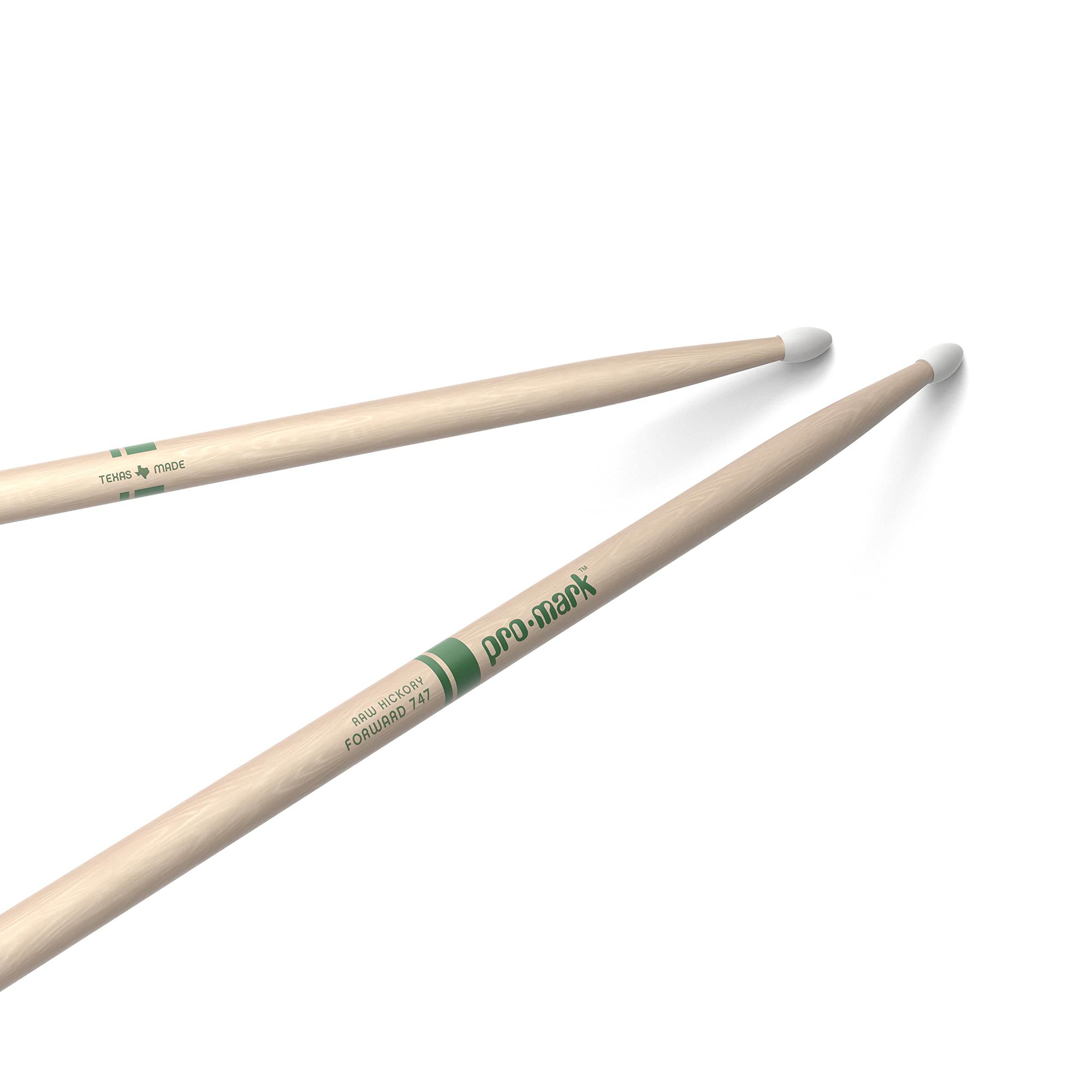 ProMark Classic Forward 747 Raw Hickory Drumsticks, Oval Nylon Tip, Unfinished, 1 Pair