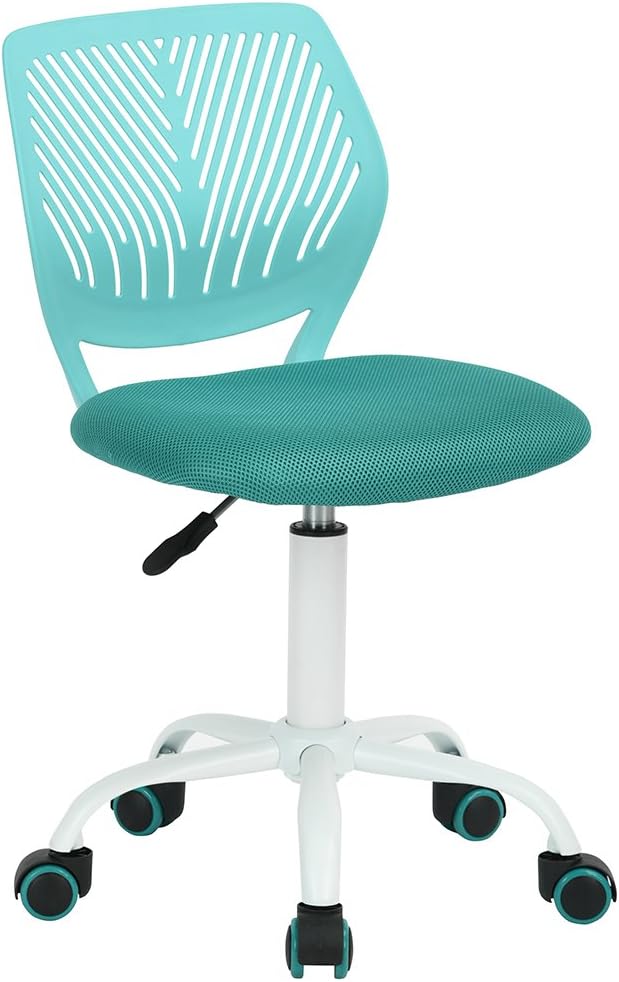 Carnation Office Chair with Fabric Seat Adjustable Fabric Typewriter with Wheels Green - Turquoise