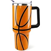 Hqhzaha Basketball Tumbler with Handle 40oz Gifts Stuff for Girls Men Gift for Coach Lovers Fan Basketball Mom Tumblers Stainless Steel Cup