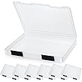 PerKoop 6 Pcs Clear A4 File Box Document Plastic Storage Box Paper Plastic Case Board Game Storage Containers Magazine Protector File Holder with Buckle (Black,12.4 x 9.84 x 1.18 Inches)