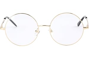 Agstum Vintage Round Prescription ready Metal Eyeglass Frame Clear Lens