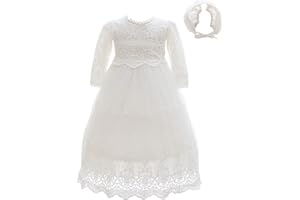 Meiqiduo Baby Girls Lace Christening Dresses Infant/Toddler Princess Wedding Birthday Baptism Gowns